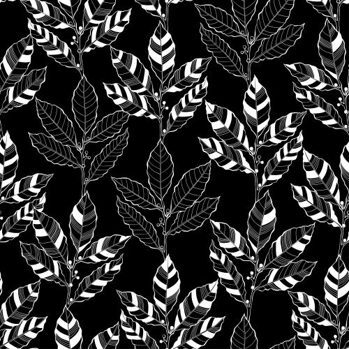 Bay. Vector stylized laurel branches on black