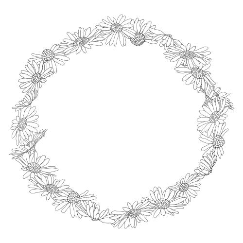 Vector image daisies round frame on white