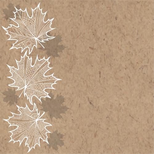 Illustration maple leaves, decorative outlines, silhouettes, space for text on craft