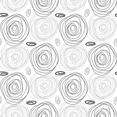 Illustration abstract monochrome doodle circles on white
