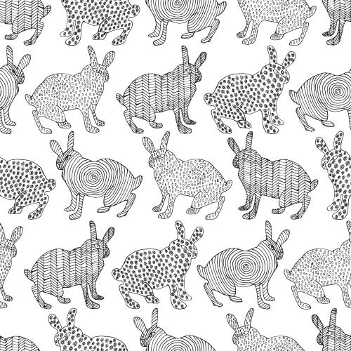 Vector image cartoon rabbits in doodle style on white