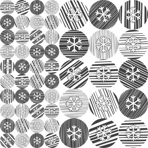 Striped. Vector snowflakes in striped circles on white
