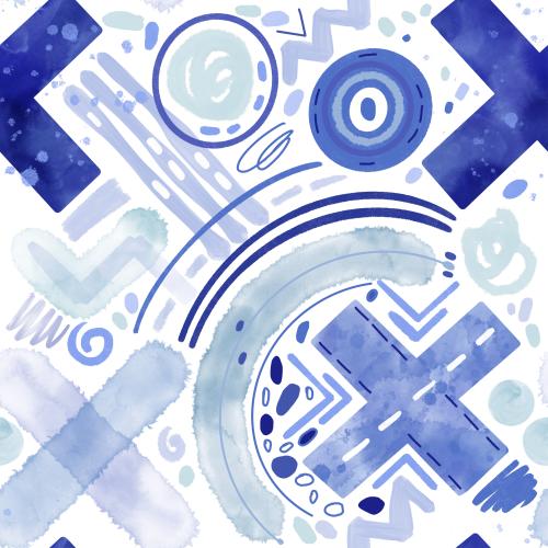 Raster image abstract watercolor shapes on white