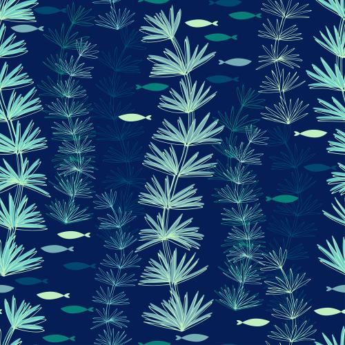 Illustration colorful fish on blue