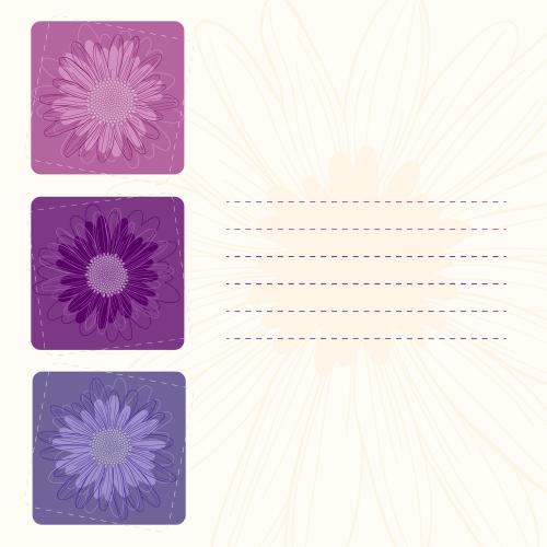 Notebook. Vector abstract flowers in colorful squares and a place for text