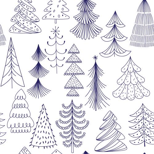 Forest. Vector stylized cartoon trees on white
