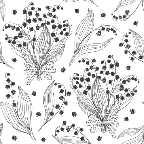 Bow. Vector lilies bouquets with bows individual flowers on white