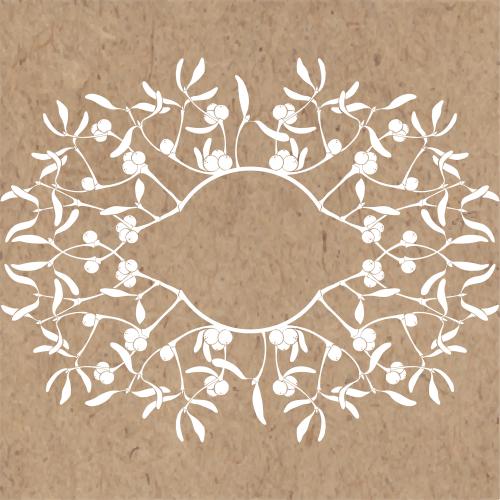 Illustration mistletoe frame on craft