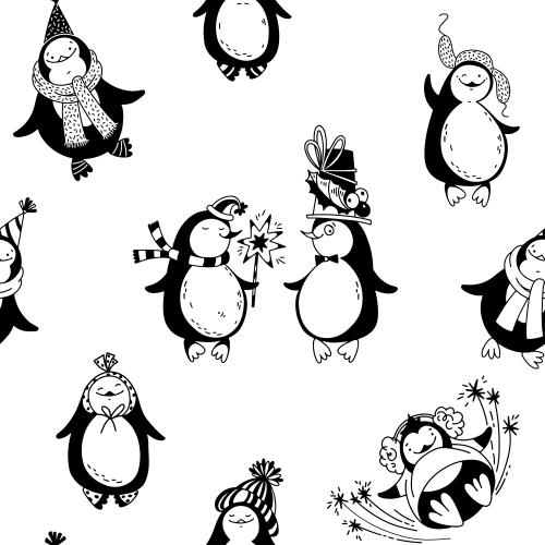 Penguin. Vector cartoon penguins on white