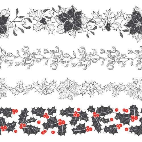 Mistletoe. Vector poinsettia euphorbia mistletoe on white