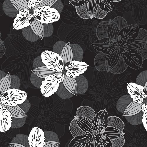 Iris. Vector iris flowers on black