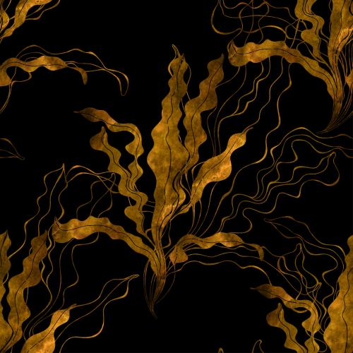 Raster image watercolor algae on black