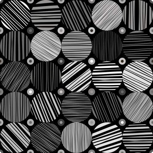 Vector image striped monochrome circles on black