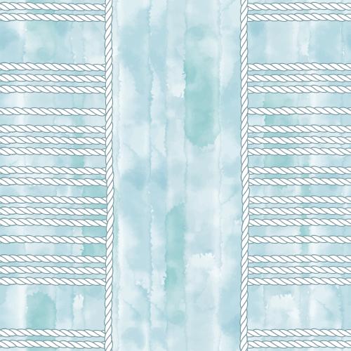 Sea rope. Vector Pattern sea ropes on blue watercolor
