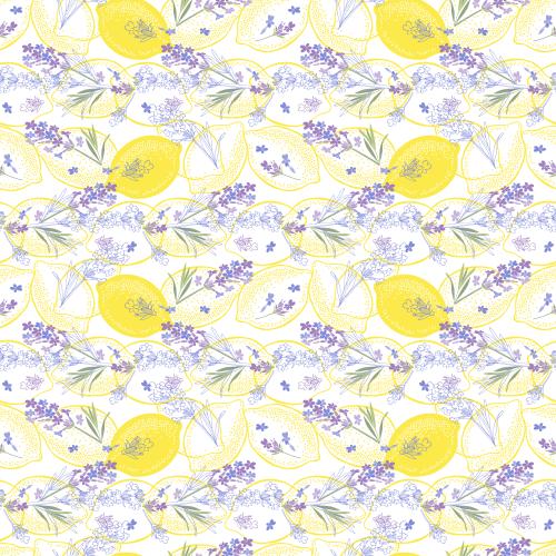 Lavender. Vector lemons and lavender on white