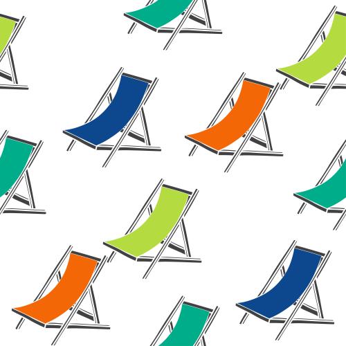 Deckchair. Vector multicolored chaise lounges on white