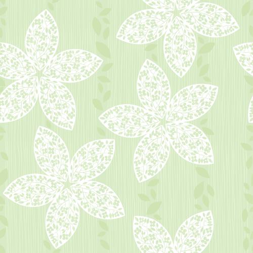 Vector image white abstract flowers leaves on green striped