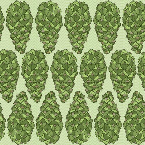Cone. Vector green pine cones on green