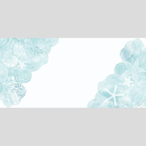 Vector image sea stars nautiluses corals watercolor fragments text area on white corner composition