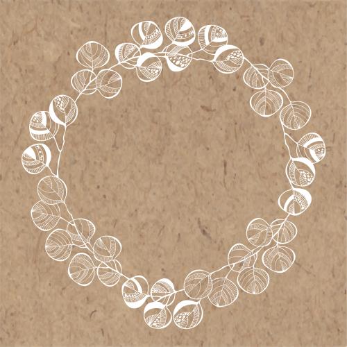 Eucalyptus. Vector round eucalyptus twig frame on craft