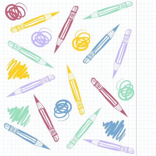 Item. Vector colored pencils tracing paper on grid paper