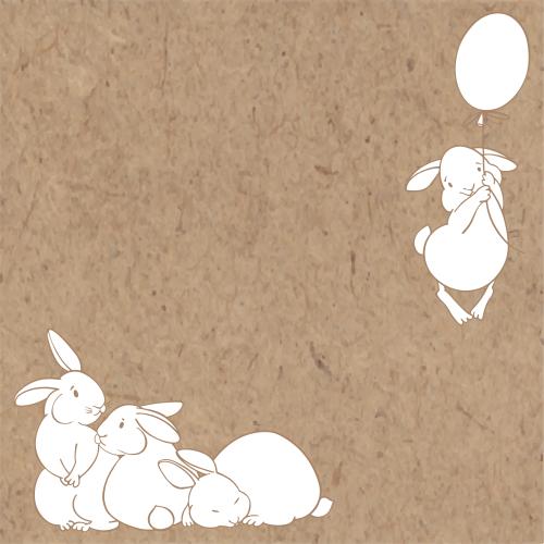 Illustration cute bunnies text area on craft corner composition