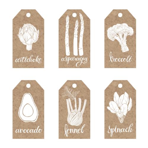 Tag. Vector craft tags with vegetables and labels