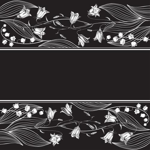 Illustration bells lilies place for text on black