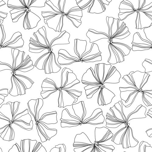 Vector image decorative flowers black contours on white