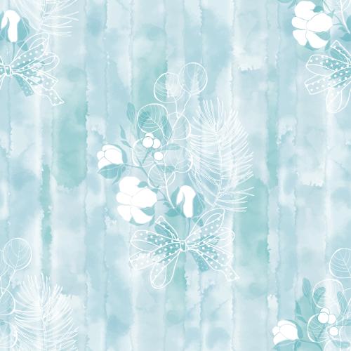 Eucalyptus. Vector bouquets with coniferous branches, cotton, mistletoe and eucalyptus on blue watercolor