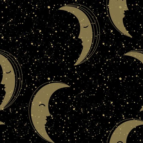 Moon. Vector moon and decorative star spots on black