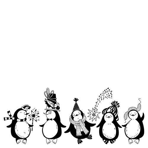 Penguin. Vector cartoon penguins place for text on white
