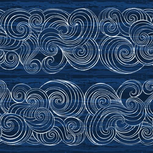 Vector image white waves on a textured blue