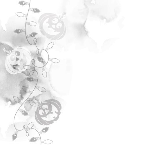 Vector image cartoon-style pumpkin lanterns garland monochrome watercolor fragment space for text on white