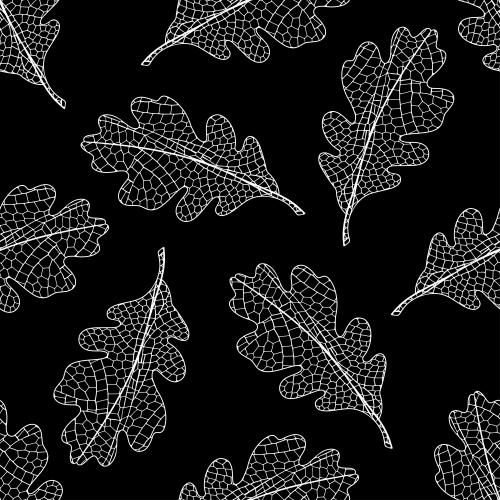 Oak leaf. Vector lace oak leaves on black