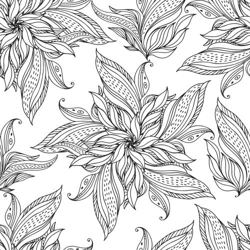 Illustration decorative flowers on white