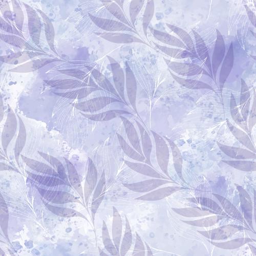 Vector image branches with leaves contours and silhouettes on lavender watercolor