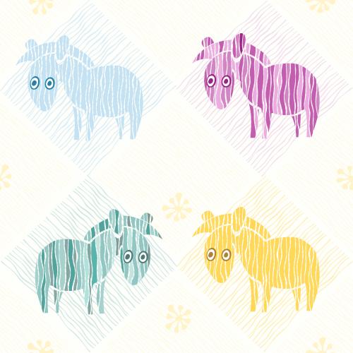 Vector image cute multicolored cartoon zebras