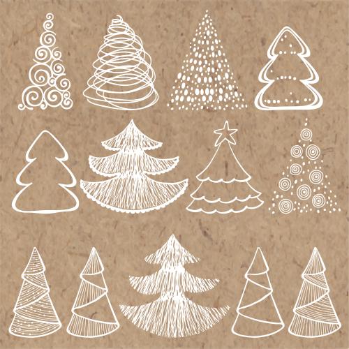 Vector image stylized fir trees on craft