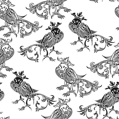 Crown. Vector mythological beings, black silhouettes and contours on white