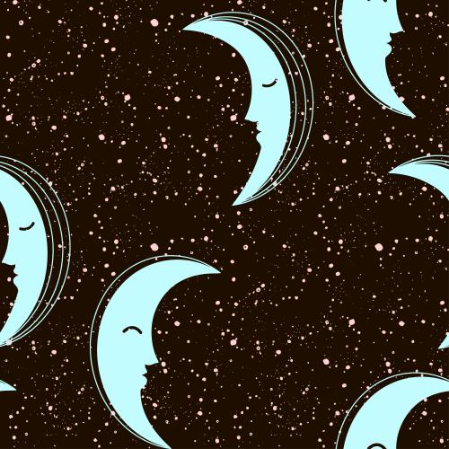 Moon. Vector moon and decorative star spots on black