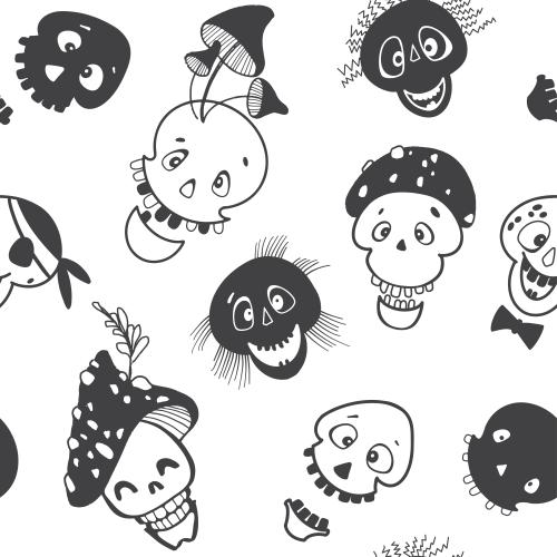 Halloween. Vector cartoon skulls on white