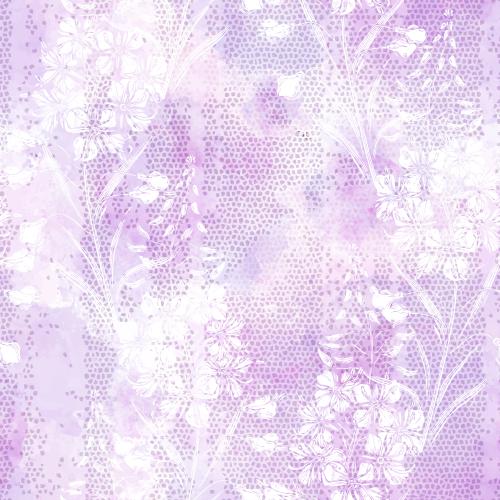 Fireweed. Vector lady's mantle, ivan's tea, white silhouettes on pink watercolor mosaic
