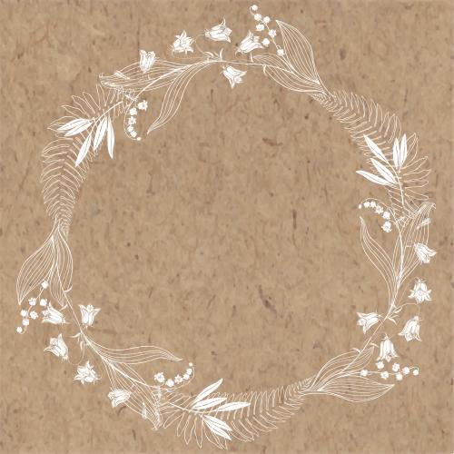 Illustration bells, lilies, fern leaves, craft frame