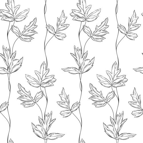 Vector image vertical wavy lines with abstract leaves on white