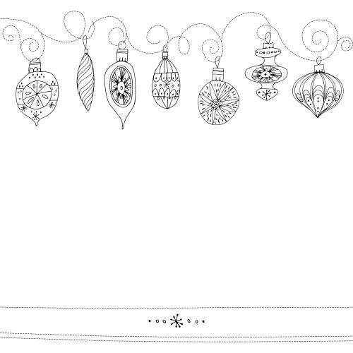 Toys. Vector christmas decorations, white text area, scandi style