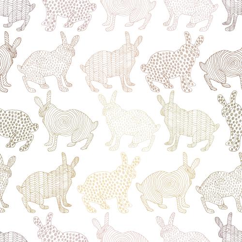 Vector image colorful cartoon rabbit outlines in doodle style on white