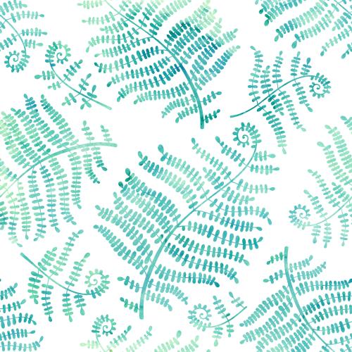 Fern. Vector watercolor fern leaves on white