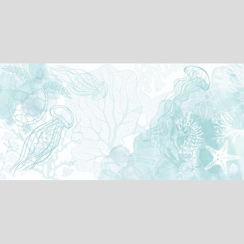 Shell. Vector turtle seahorse jellies sea stars shells corals algae watercolor fragments on white