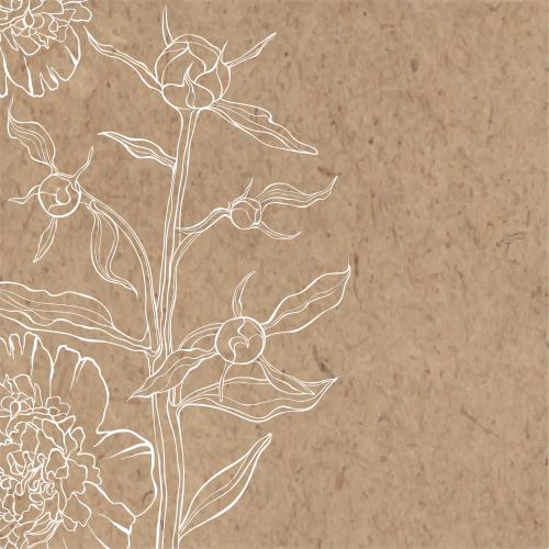 Bud. Vector peony with flowers and buds space for text on craft